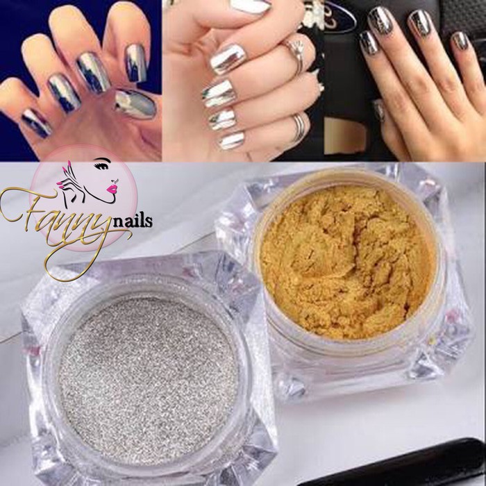 Mirror powder chrome nails nailart chrome powder nailart gold silver