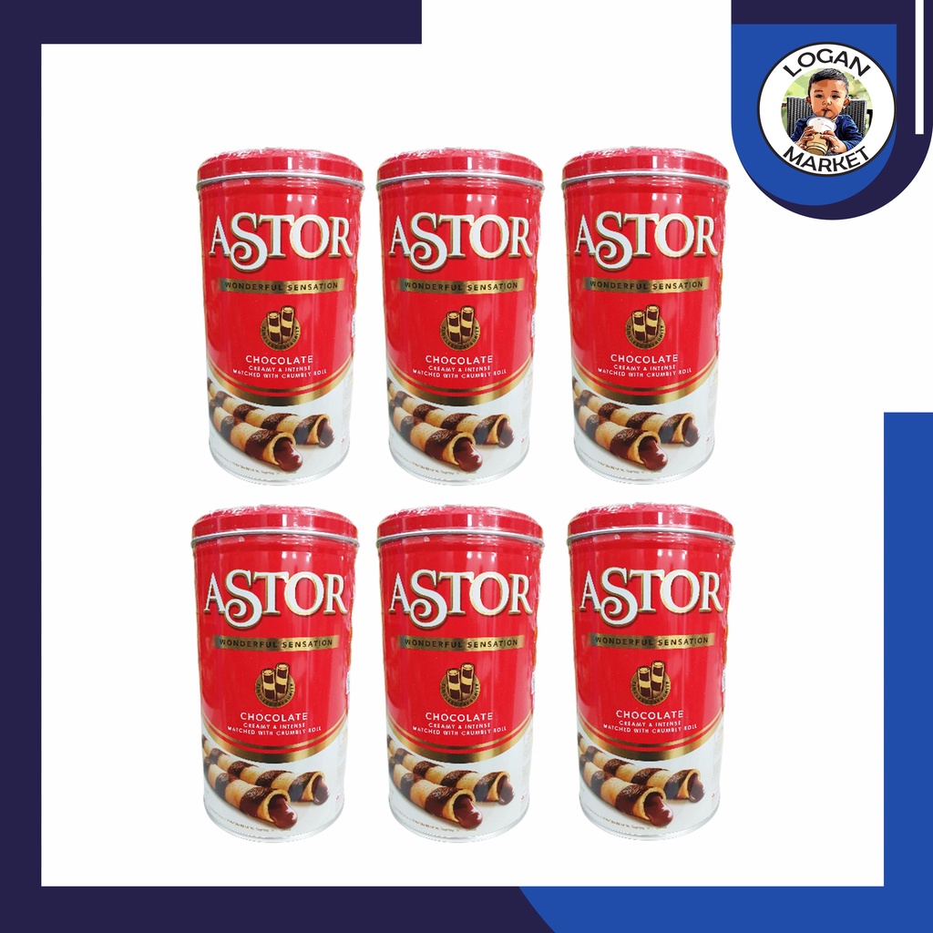 Dus Karton Astor Kaleng Wafer Stick Roll Double Chocolate Coklat 330 gram 330gr x 6 Pcs