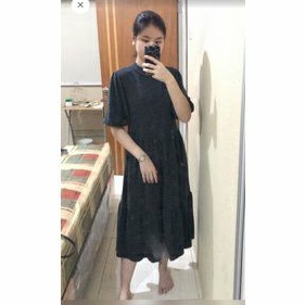 ZARA puff grey midi dress