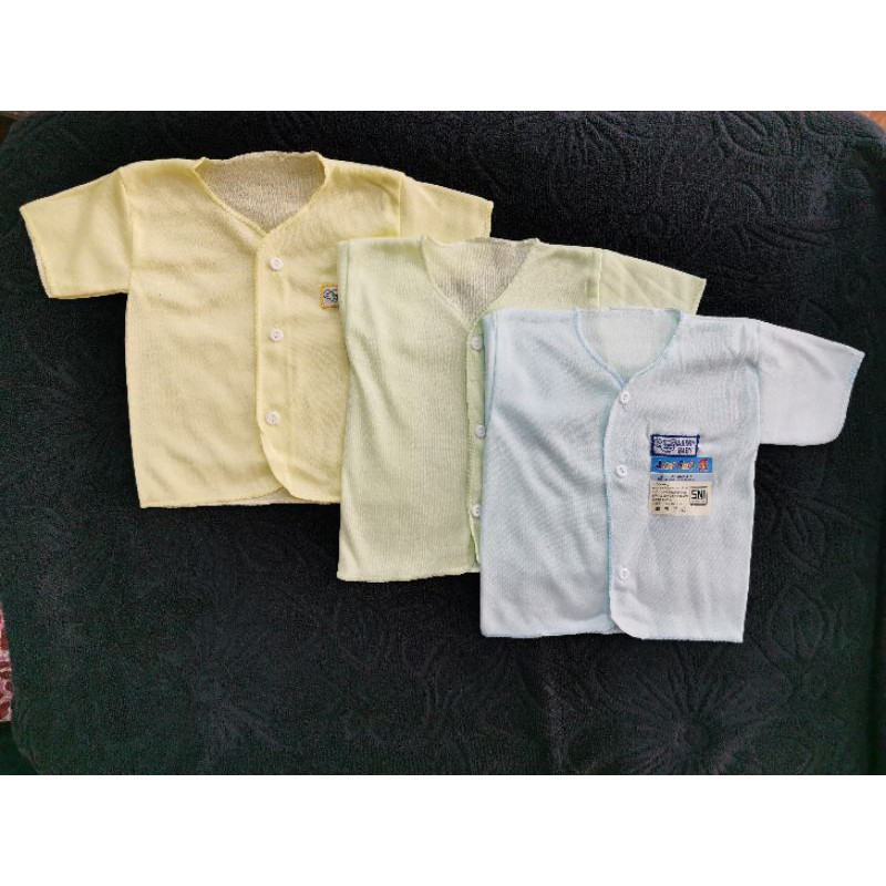 Isi 3pcs Baju Bayi Katun Warna Polos 0 - 3 Bln New Born Celana Bawahan Bayi/ Baju Bayi Set