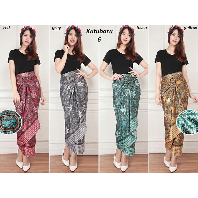 Rok Kutubaru #6 Rok Lilit Wanita Kain Batik Rok Kerja Modern A026 - Hijau Tua