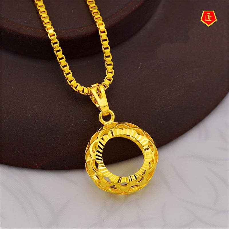 [Ready Stock]Delicate Hollow Ring Gold Pendant Necklace Fashion Temperament