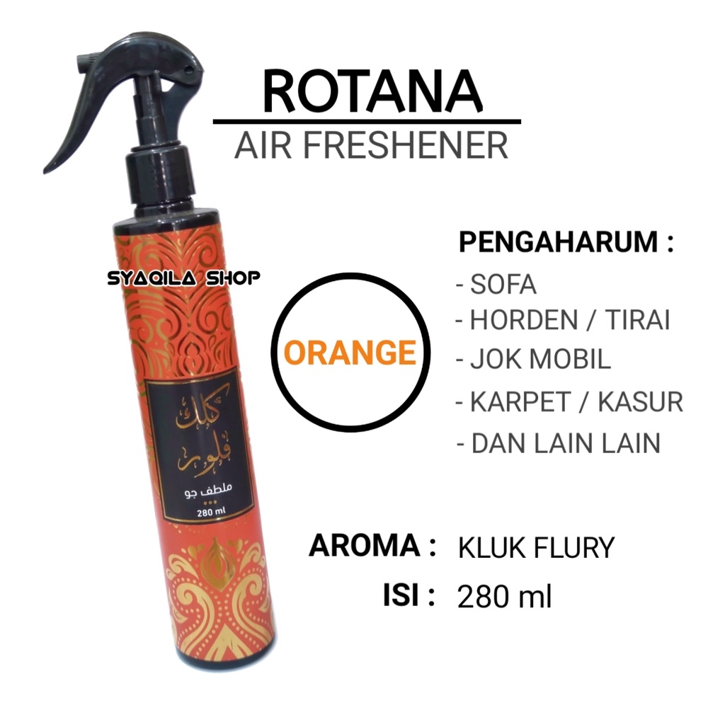 Air Freshener Rotana Pengharum Ruangan Spray 280ml Pewangi Mobil Karpet Sajadah Sprei Sofa Wangi Bukhur