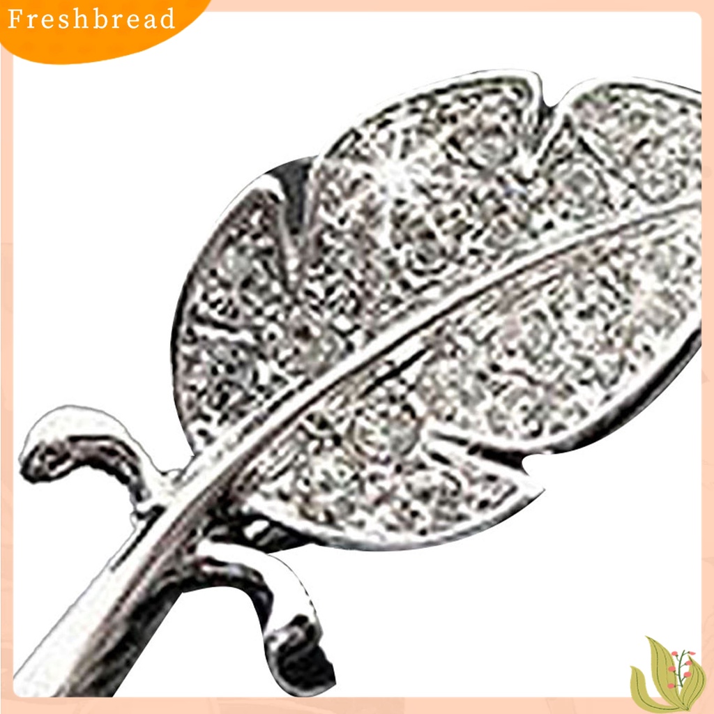 [ TERLARIS]Women Fashion Leaf Silver Tone Rhinestone Wedding Gift Brooch Pin