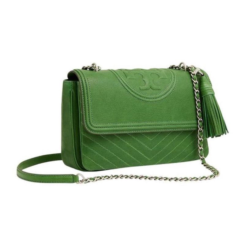 Tory Burch Fleming Convertible 21&amp;27 - Convertible Green Matte Sling Bag