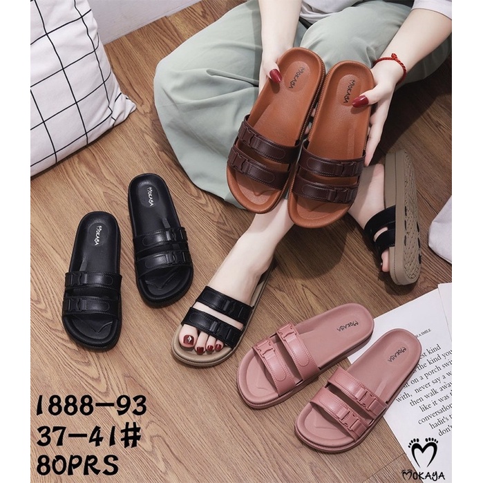 ( Best Seller ) Sandal Slop Wanita Gesper ban 2 Cantik Keren Import Mokaya / Size 37-41(1888/1888-B)