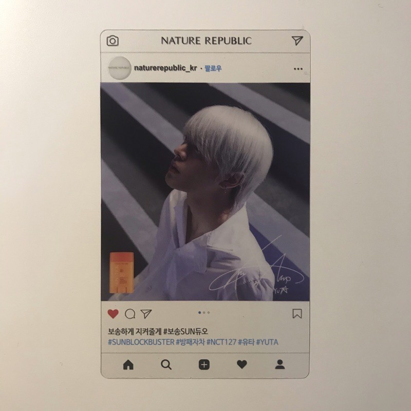 Photocard Pc Transparent Nature Republic Natrep Yuta NCT 127