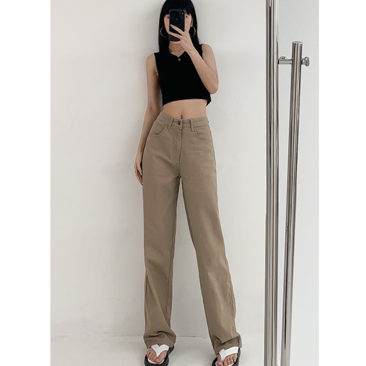 korean style highwaist luru celana jeans panjang wanita fashionable celana jens wanita