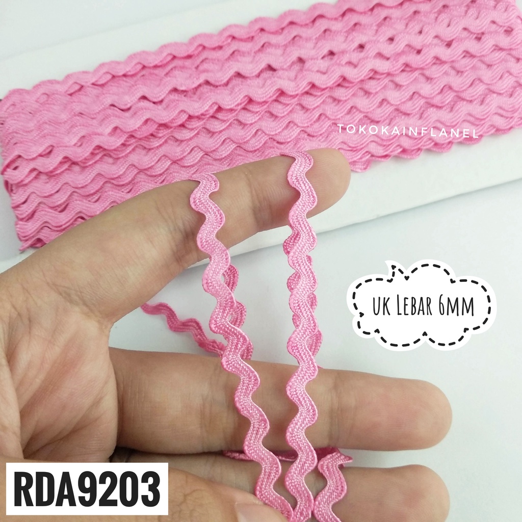 Renda Biku / Renda Gelombang Kecil Pink Lebar 6mm RDA9203  (Per Roll)