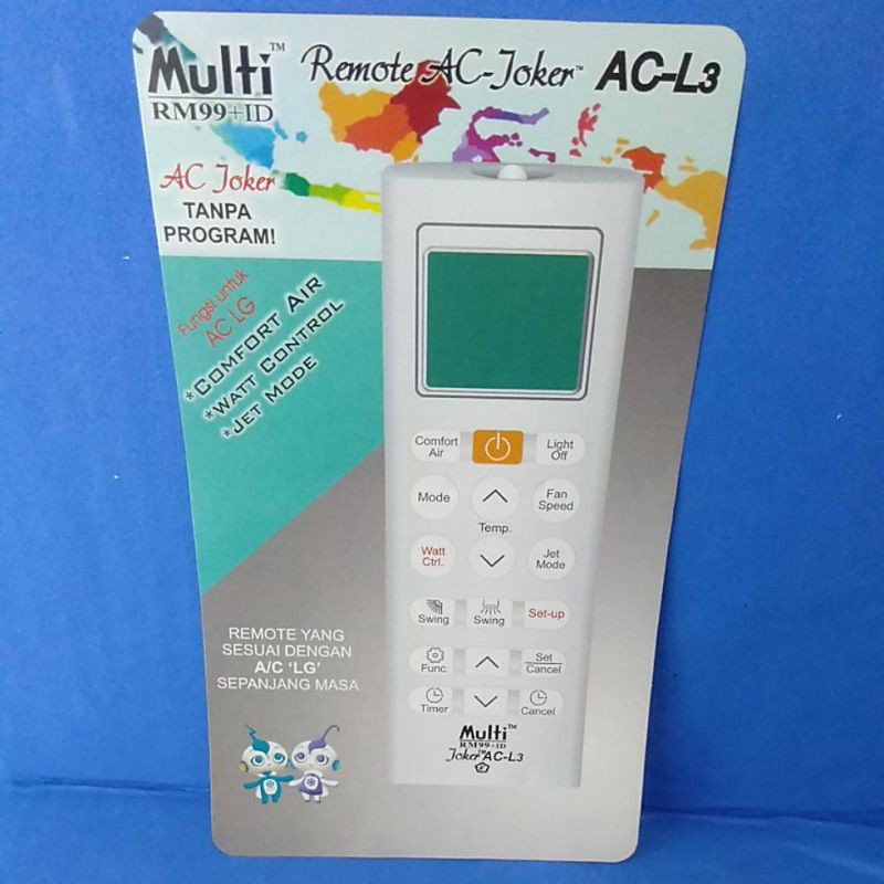 REMOTE REMOT AC LG SMART INVERTER MULTI/UNIVERSAL JOKER TANPA PROGRAM