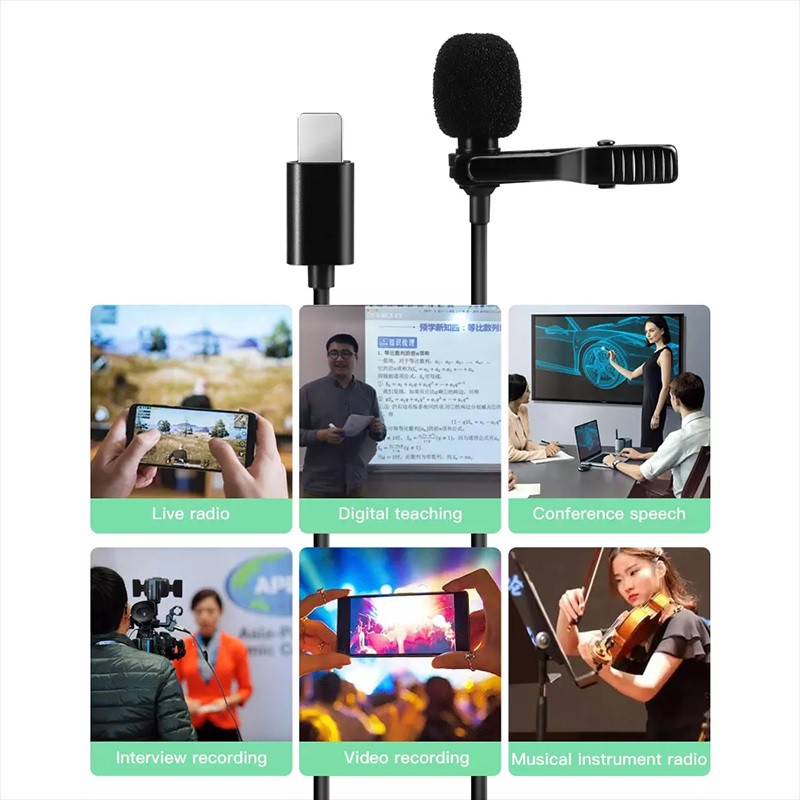 GL-120 - Lavalier Microphone for Lightning Port - 1.5M Length - Mikrofon Untuk Smartphone Tablet dengan Port Lightning Milik Kamu