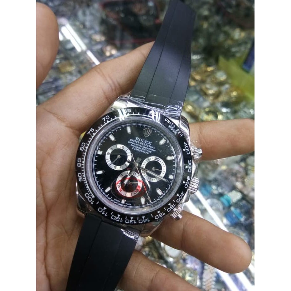 Jam Tangan Rolex Daytona Silver Black