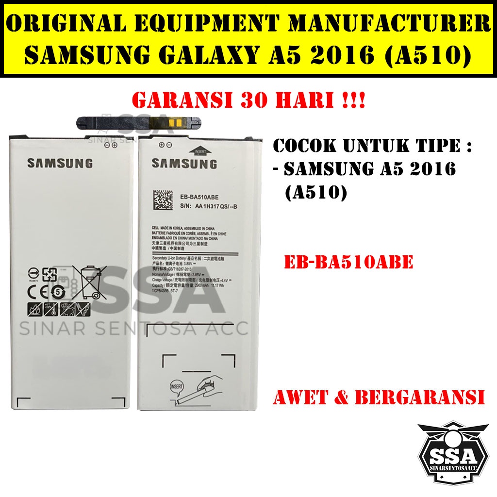 Baterai Original OEM Samsung Galaxy A5 2016 A510 EB-BA510ABE BA510ABE HP Ori Battery Batrai Batre Batu Batere GARANSI AWET MURAH