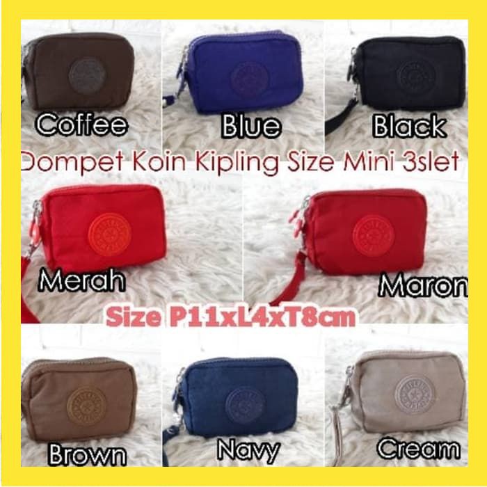 DOMPET KOIN WANITA IMPORT MINI MURAH 3 SLETING KLIPING FS064