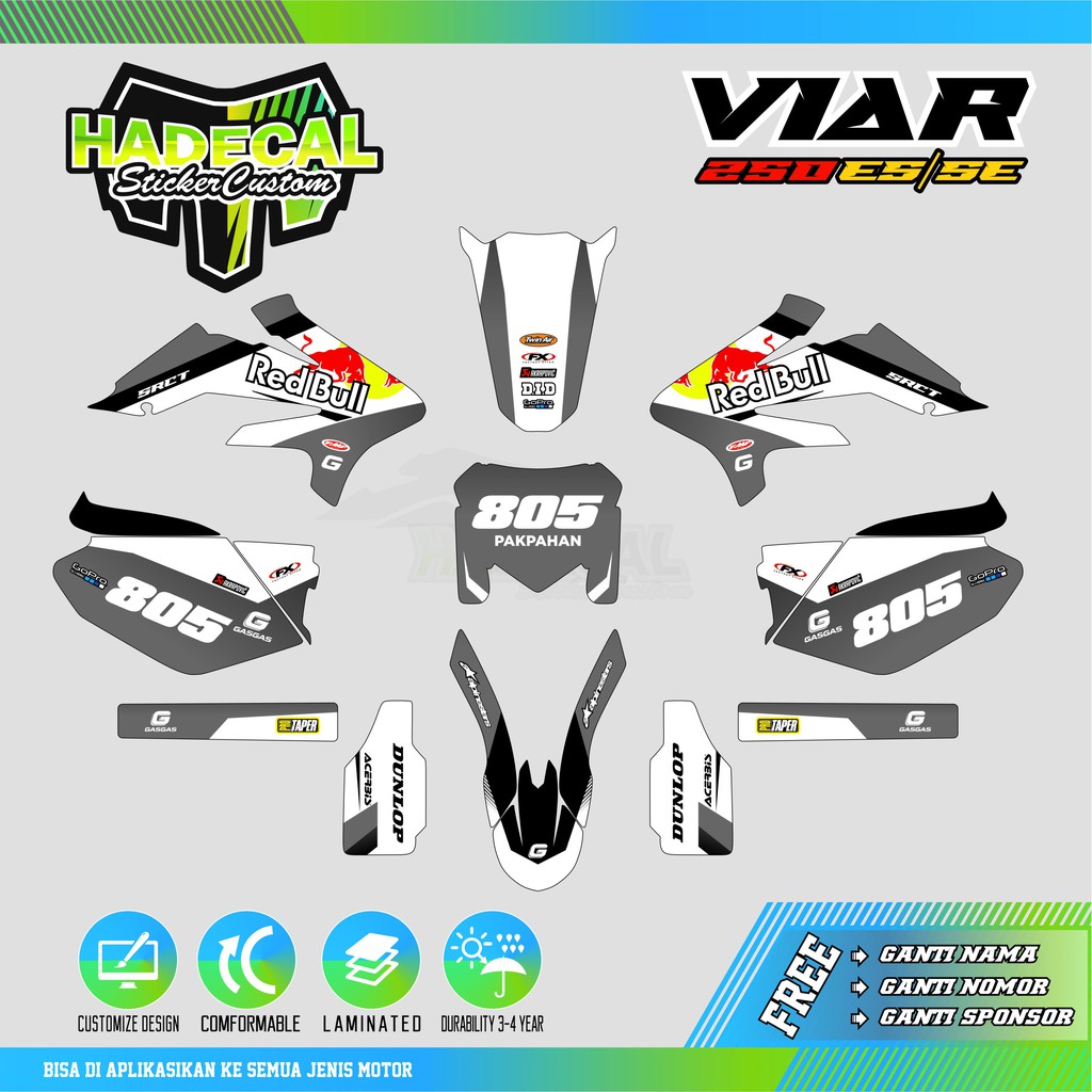 DECAL STICKER VIAR 250 SE/ES REDBULL