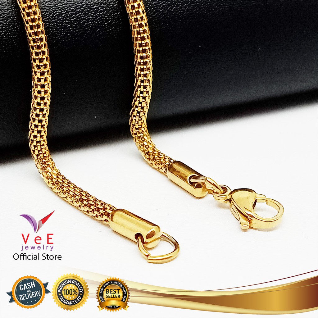 Kalung Titanium Rantai Rajut Bulat 70cm - VeE Kalung Pria Wanita