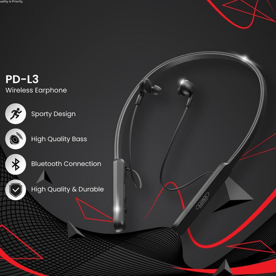 Luna Wireless Earphone BT Neckband Magnetic Earbuds Deep Bass Noise Cancellation PD-L3 W60V