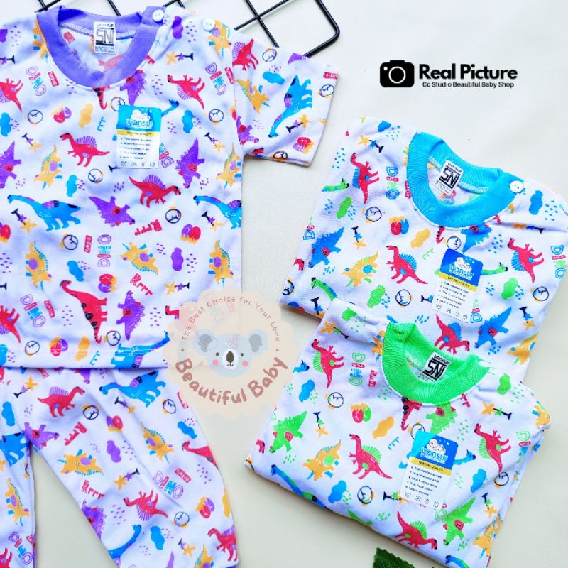 Baby.ou - Setelan Baju Bayi Lengan Panjang Celana Panjang SNI 3-12 Bulan Motif Dinosaurus / Setelan Piyama Bayi Yansur / Baju Bayi Panjang / Baju Tidur Bayi