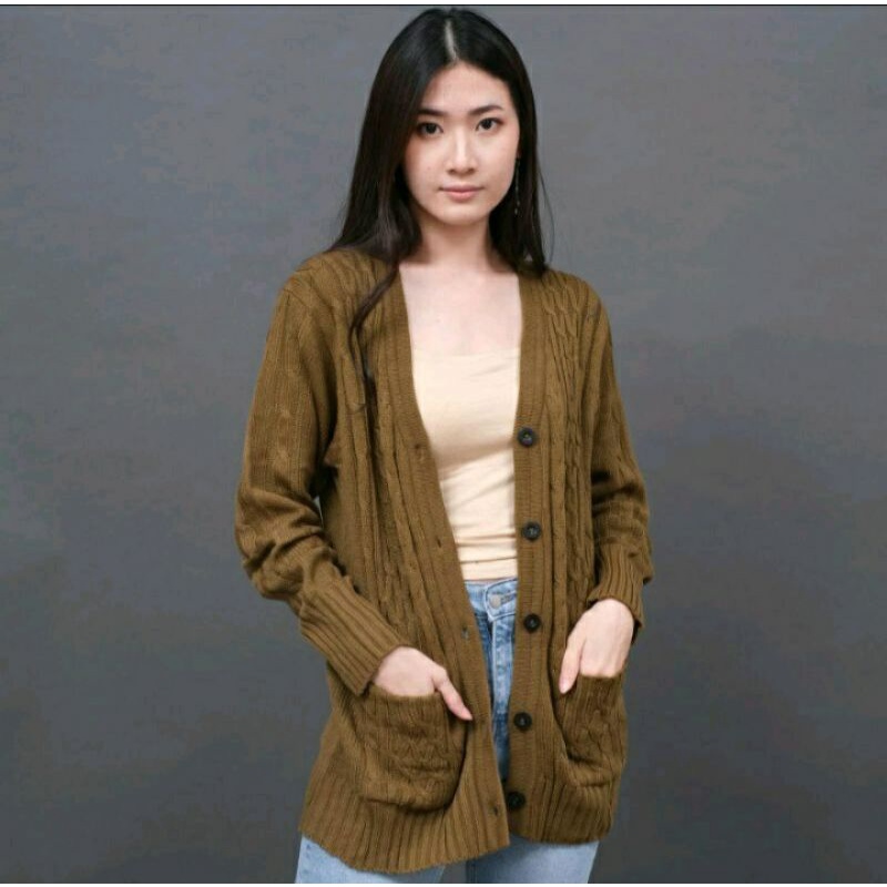 Cable Saku SHORT Cardigan Rajut WanitaType 3 Get/Rajut TEBAL Premium/Flash Sale