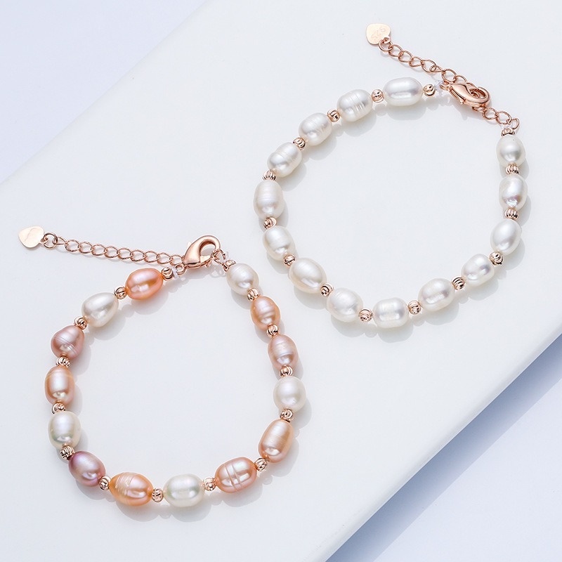 Exquisite Freshwater Pearl Bracelet Handmade Small Pearl Mixed Color Bangles Women Girls Fashion Jewelry Accessories