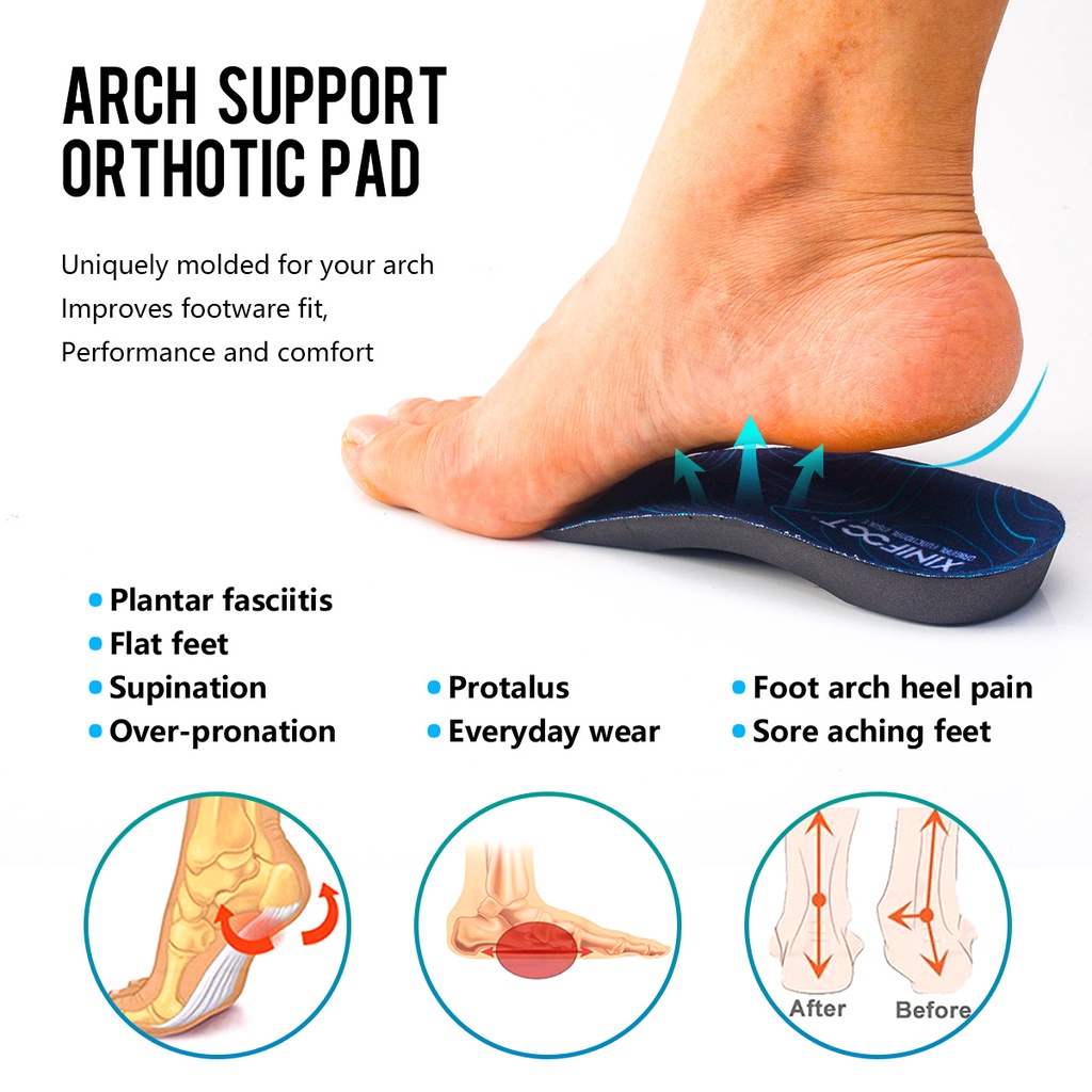 1 Pasang Sisipan Sepatu Eva Arch Support, Setengah Sepatu Pad Flat Foot Orthotics insole untuk pria dan wanita