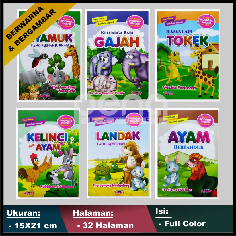 BUKU CERITA ANAK BERGAMBAR FABEL INSPIRATIF BILINGUAL FUL COLOR