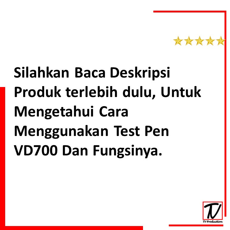 Test Pen LCD Non Contact AC Voltage Tespen  12V-250V - VD700 Alat Penguji Tegangan Listrik Obeng