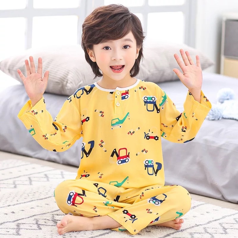 Baju tidur anak cowok cewek piyama Style Korea Terbaru Sehat Adem Pakaian Tidur Anak Bayi Katun Rayon Import