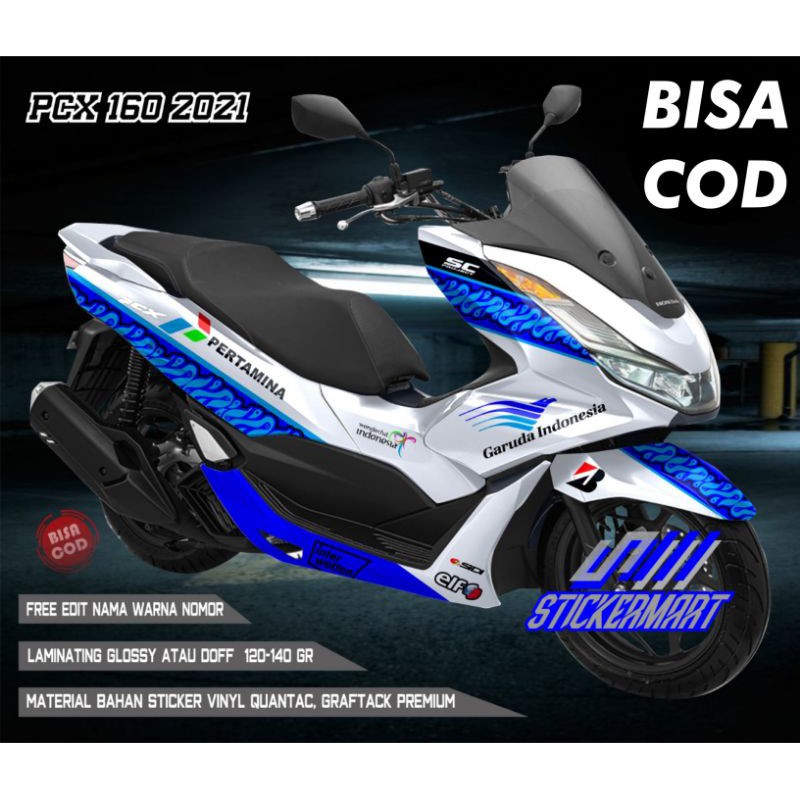 Decal Sticker PCX 160 4 valve motif batik Mandalika variasi Sticker motor Full Body
