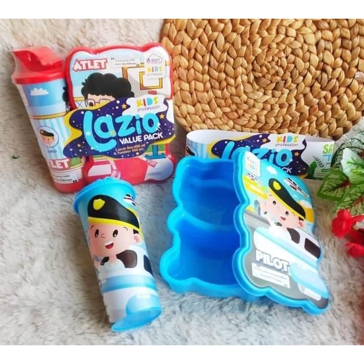 Tempat Makan Set Biggy Lazio + Botol Minum / Kotak Makan Set Botol Minum