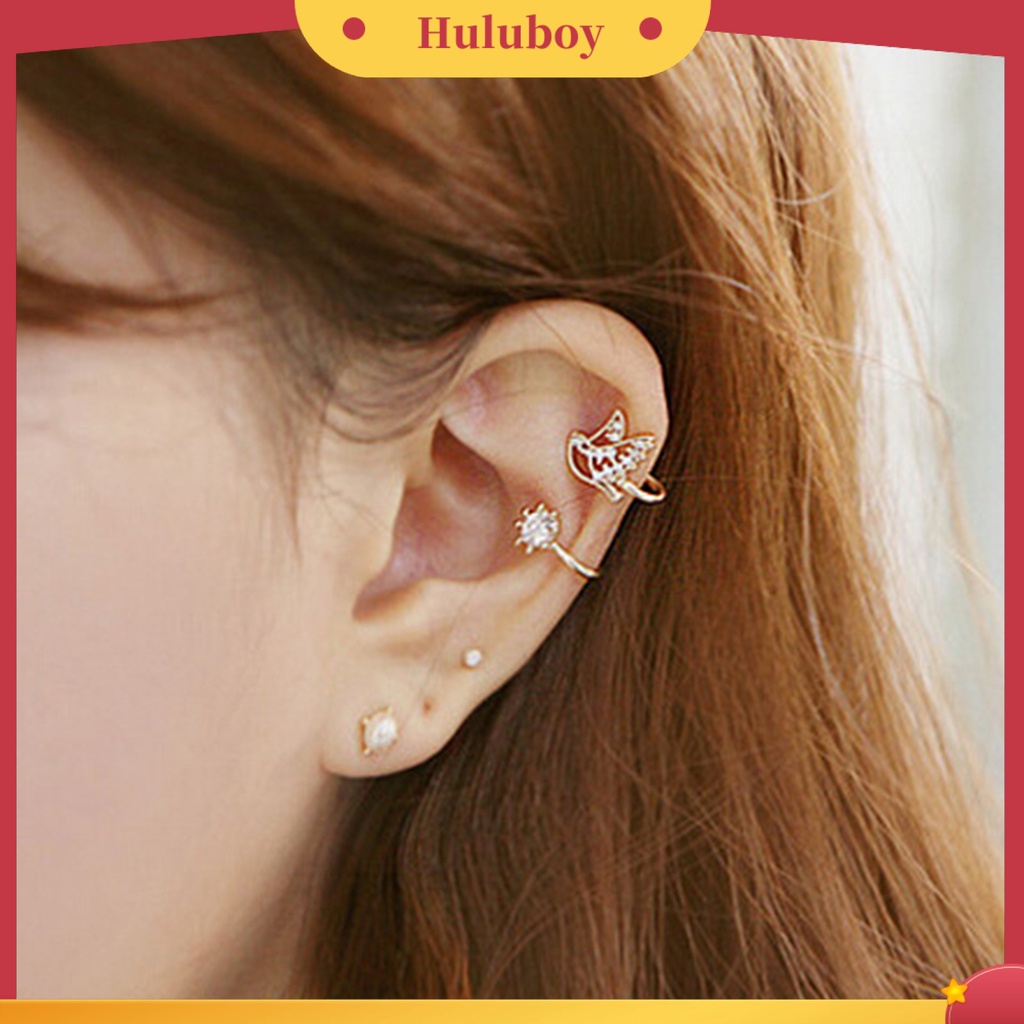 Hu Hu Hu Hu Hu Alat Bantu Pasang Kacamata♡ 1 Pc Anting Klip Bahan Alloy Bentuk Brid Aksen Berlian Imitasi Untuk Wanita