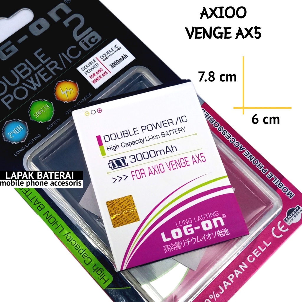 LOG - ON Axio Axioo AX5 Venge Baterai Double IC Protection Battery Batre
