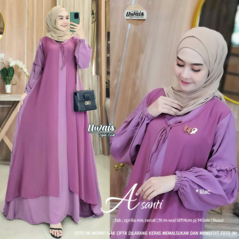 Asanti by Uwais - Gamis Cardi Dress Maxi Ceruty Lengan Balon