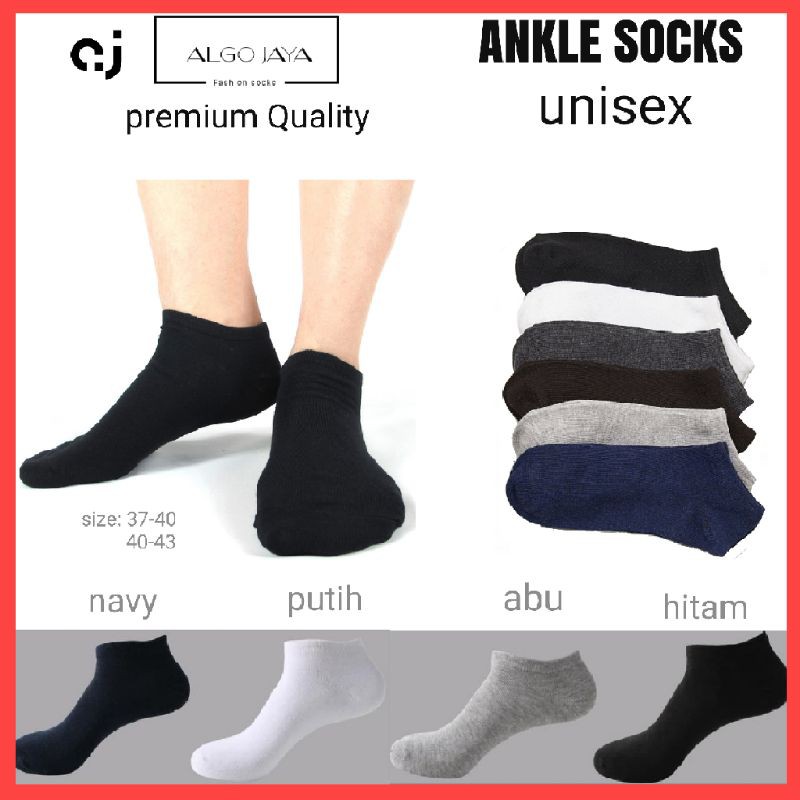 Kaos kaki pendek mata kaki warna polos pria wanita Kaos kaki pendek mata kaki warna polos pria wanita