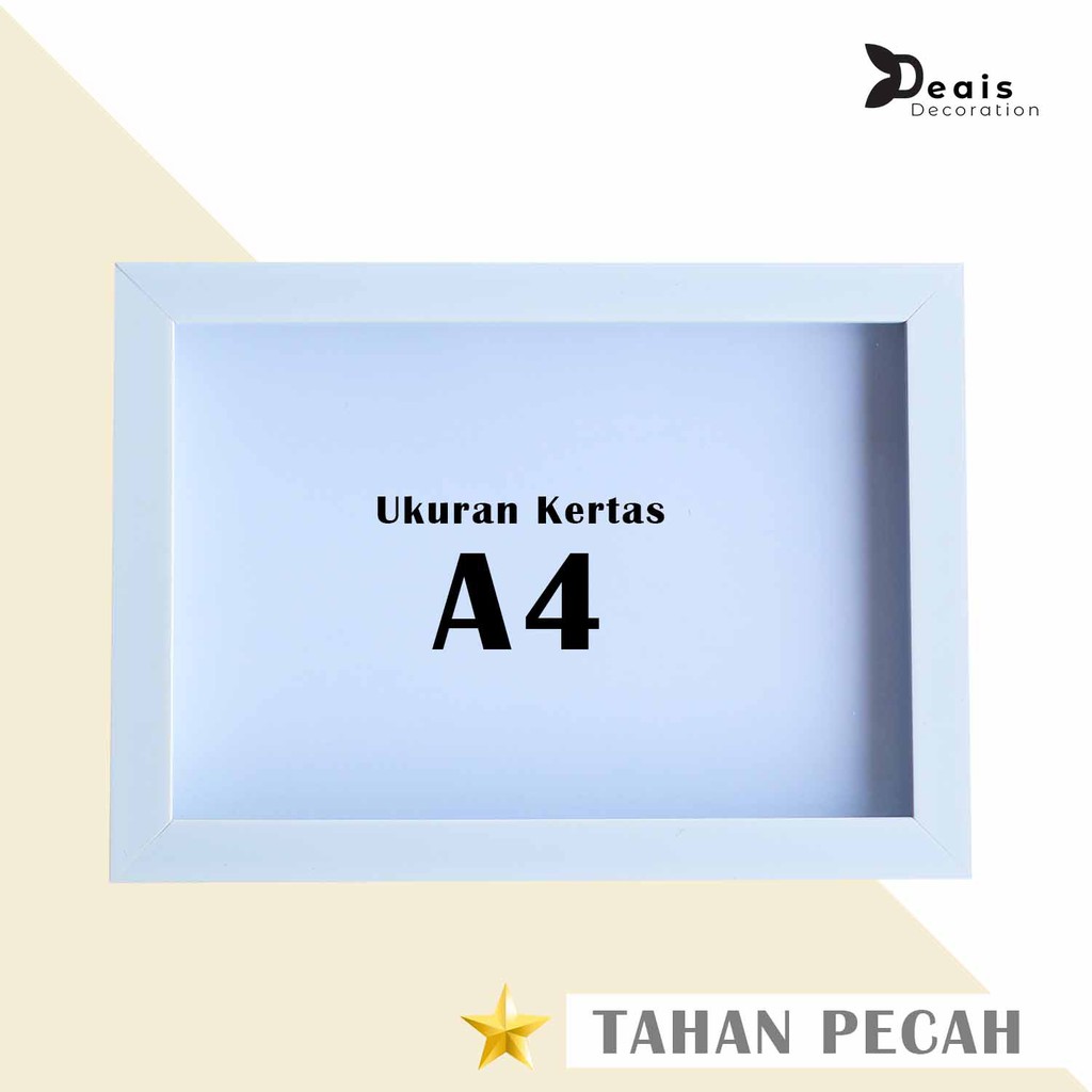 Deais Frame POP UP 3D Fiber Putih Bingkai Foto Dekorasi Ruangan Size A4 Ketebalan (±)3cm
