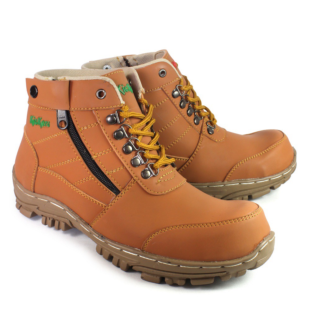 MS SHOP - Boots Safety Cowok Kickers Morisey Sleting TAN Sepatu Pria Bots septi Hiking Outdoor Murah
