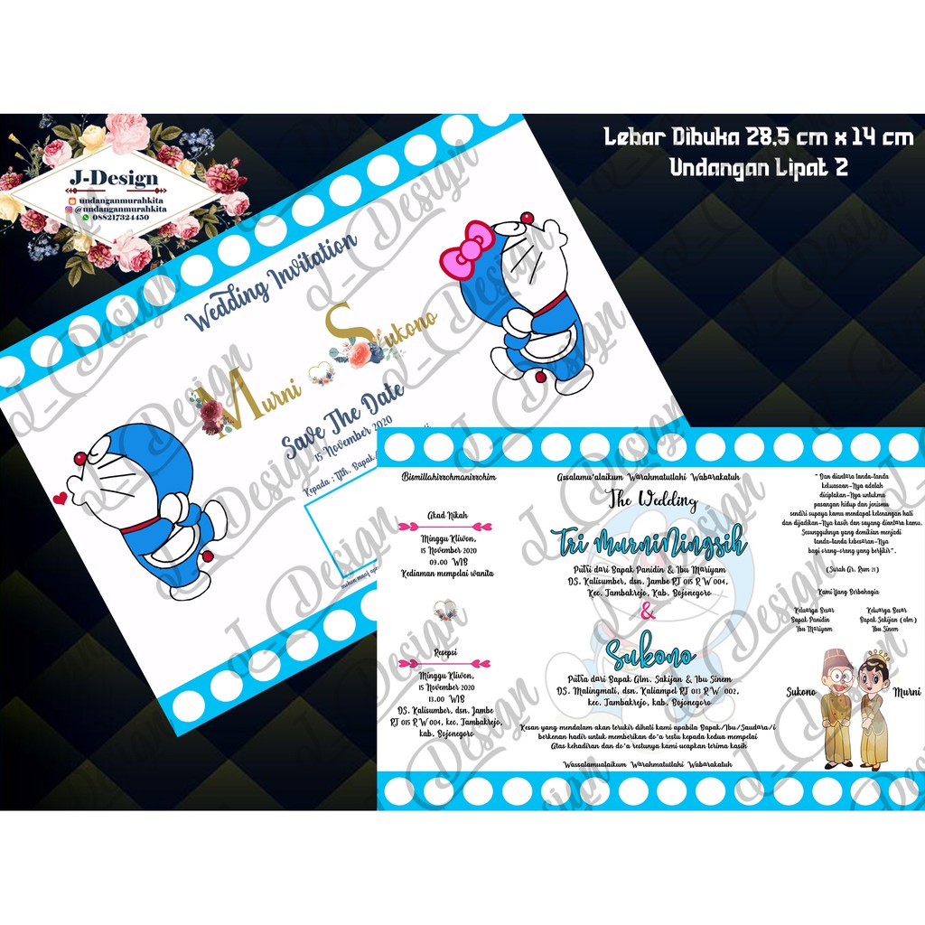 Undangan custom pernikahan karakter doraemon 1