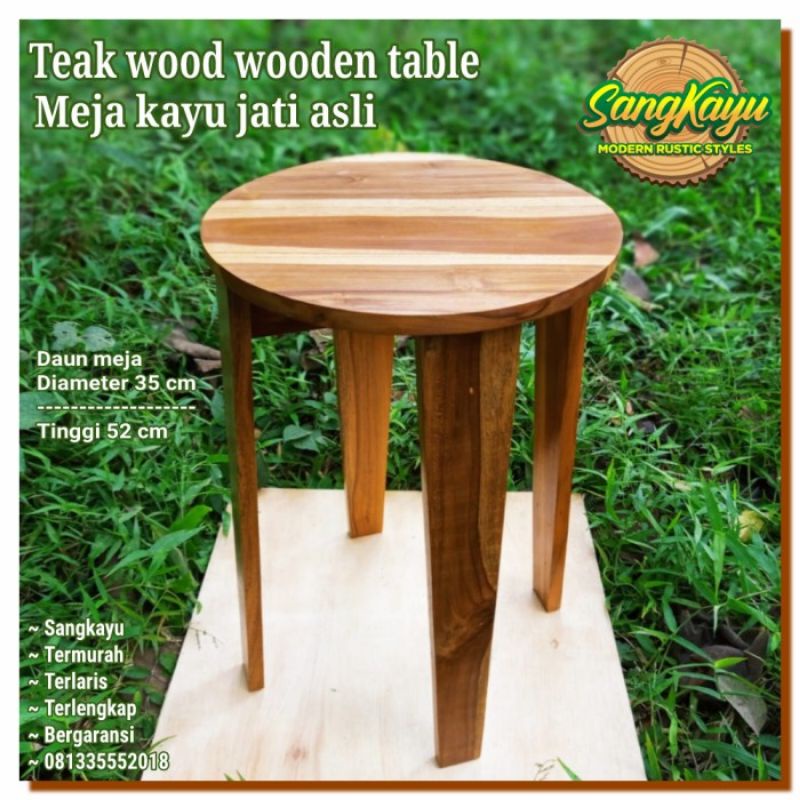 Meja kayu jati asli full kayu jati meja samping side table meja cafe 2