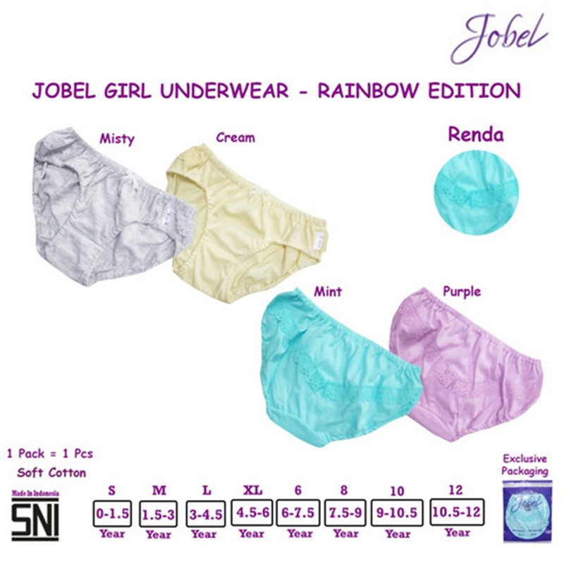 Jobel Girl Underwear Rainbow edition Renda 4pcs Celana Dalam Anak Perempuan