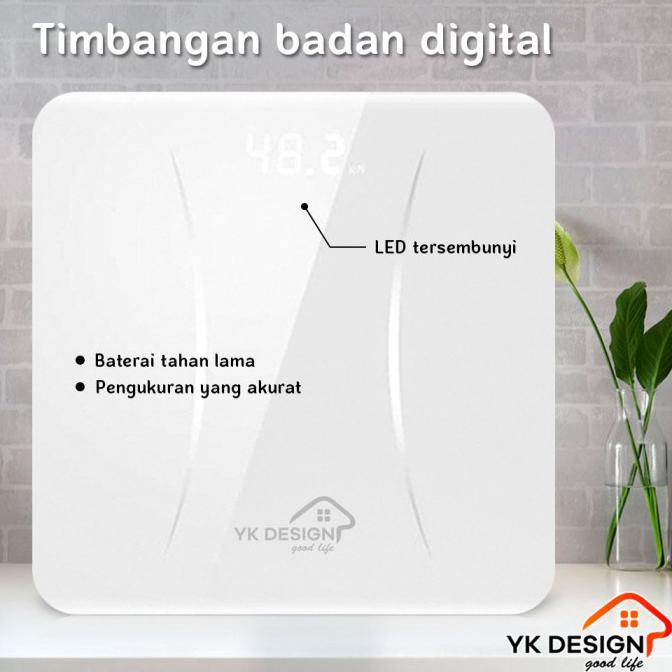 ( BISA COD ) YK DESIGN YK -169 TIMBANGAN Berat Badan Mini Digital BODY 180 KG - Putih GRATIS ONGKIR