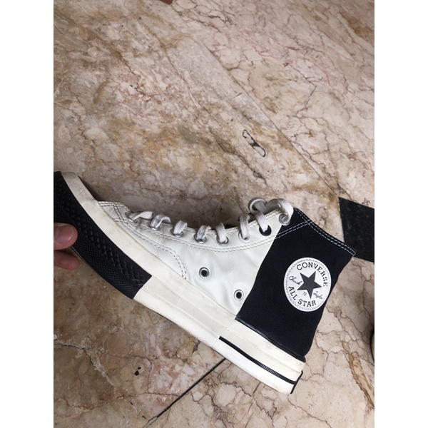 converse chuck 70's rival leather hi black white