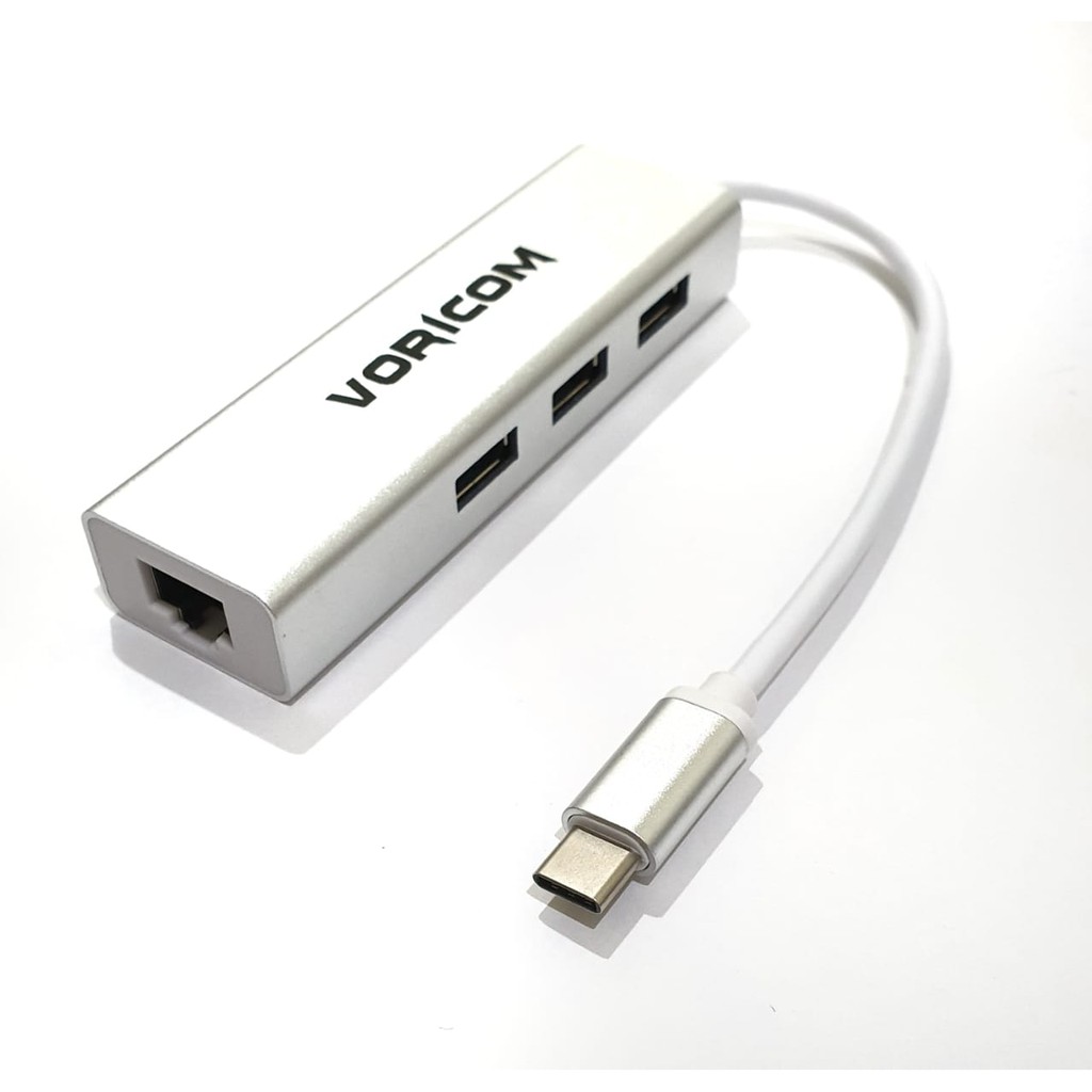 USB HUB 3 Port USB Type C include Lan Ethernet Gigabit VORICOM