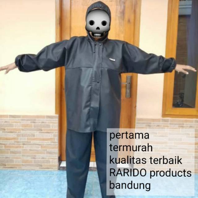 Jas hujan jaket celana semi kulit ringan bahan inport awet tahan lama