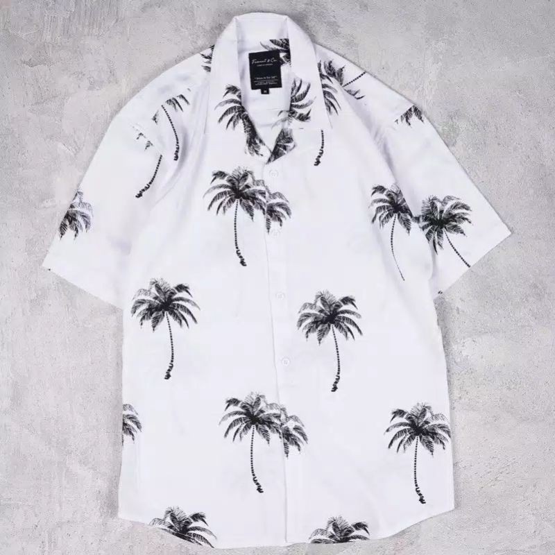 Baju Kemeja Hem Distro Skate Printing Surfing Motif Pantai Hawai Lengan Pendek Pria / Cowok Murah