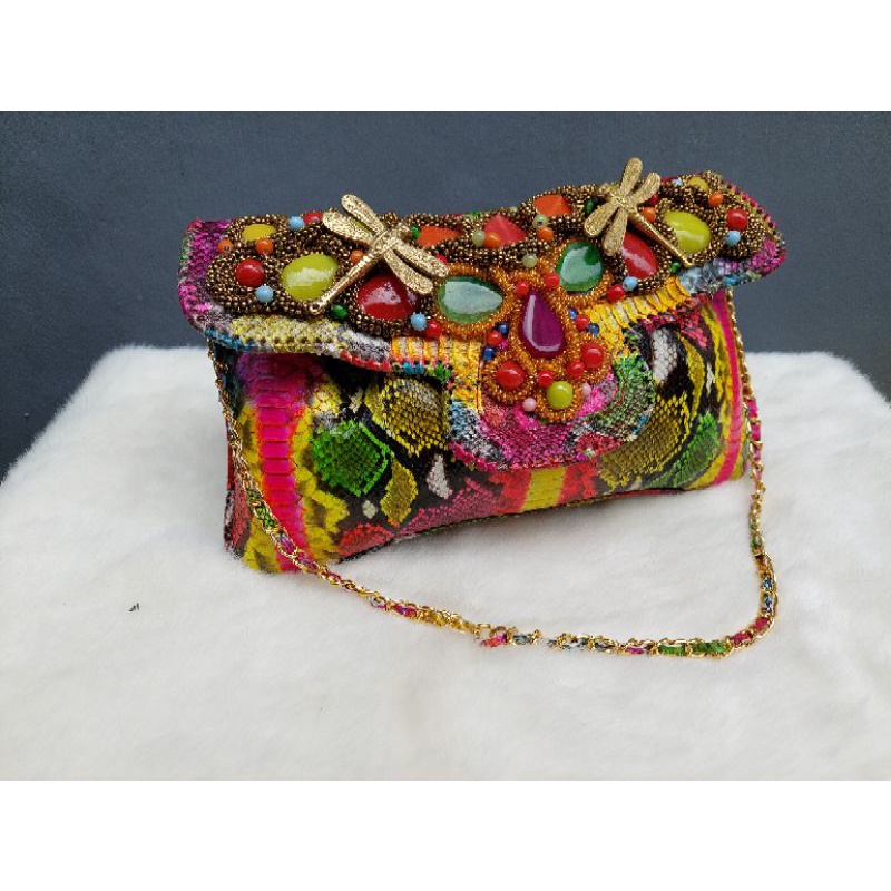 Clutch Pesta Pre Order / Tas Pesta Asli Kulit Ular Piton