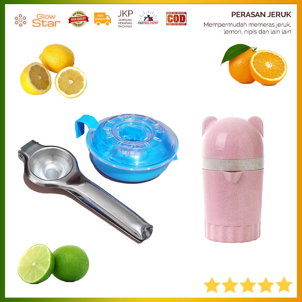 Perasan Jeruk Model Gelas Stainless Steel Lemon Orange Juicer Pressed Clip Pemeras Jeruk Lemon - Silver