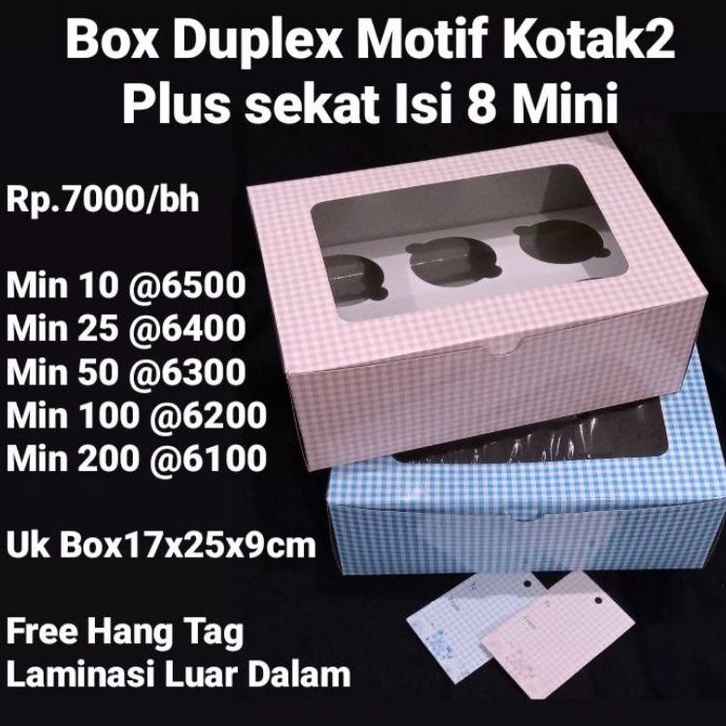 

Box Duplex Motif Kotak Kotak Plus Sekat Isi 8 Mini Laminasi Luar Dalam