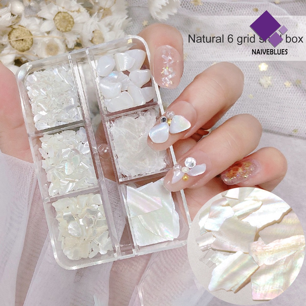 Naiveblue 1 Kotak Sequin Abalone Asimetris Tipis 3D Multi Warna Untuk Dekorasi Nail Art