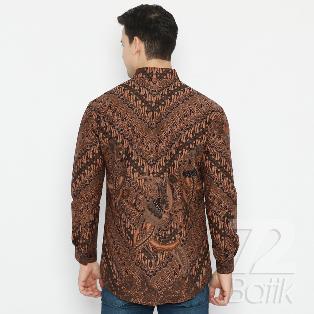 KEMEJA BATIK PRIA Lengan Panjang Premium Parang Seling Kusumo Coklat 726195 Cap 72 - Baju Kemeja Atasan Pakaian Setelan Batik Pria Cowok Laki Laki Remaja Keluarga Kantor Lengan Panjang Modern Slimfit Slim Fit Premium Kekinian