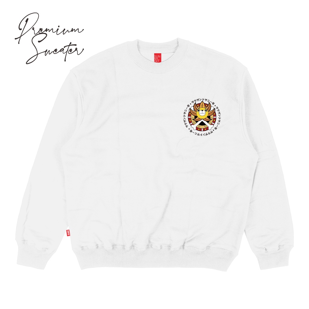 Sweater Oversize Pria Wanita Anime One piece Kapal SunnyGo | Jaket Crewneck Hoodie Putih